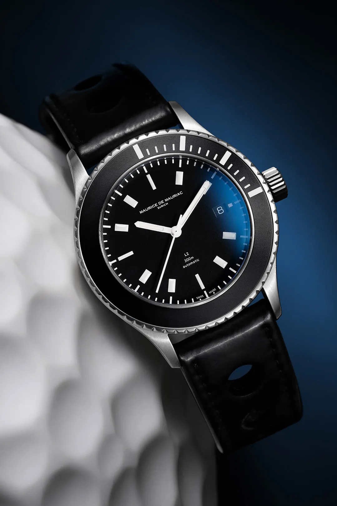 Maurice de Mauriac wristwatch, studio product photograph